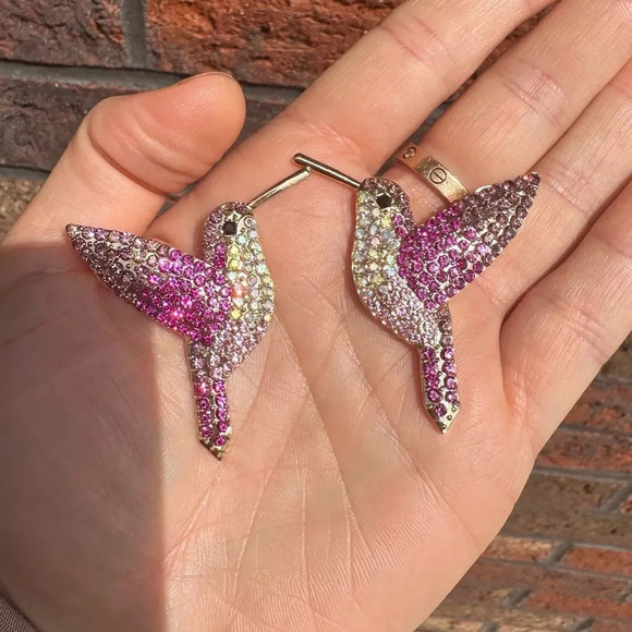 Zara Hummingbird Purple Crystal Earrings - Picture 6 of 9